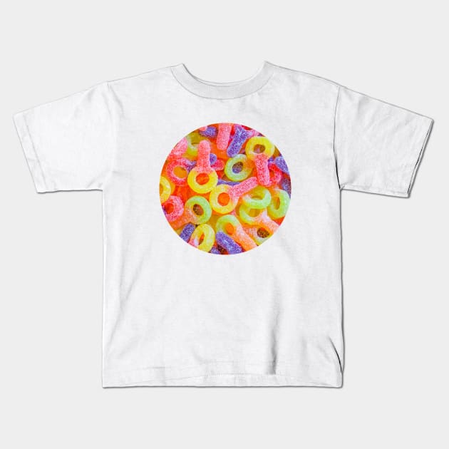 Gummy Sour Keys Candy Photograph Circle Kids T-Shirt by love-fi